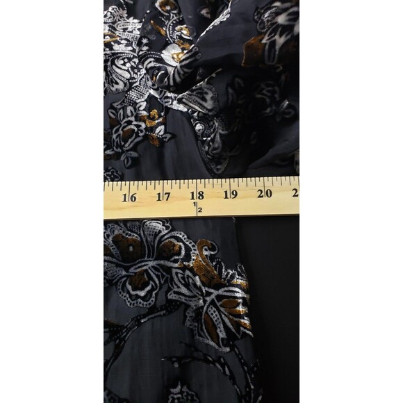 Koko + Mason Floral Blouse M Black Velvet Burnout WhimsiGoth Dark Fairy Witchy - Picture 12 of 13